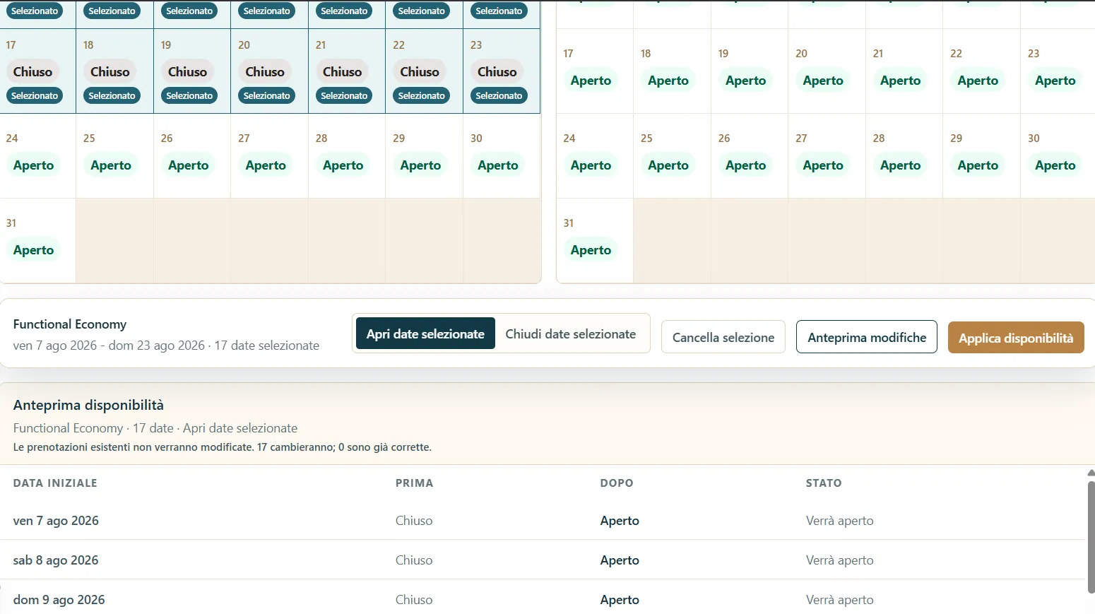 Anteprima calendario visuale